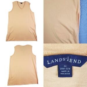 Lands End Tank Top Womens Plus Size 2X Sleeveless Pullover V-Neck Stretch